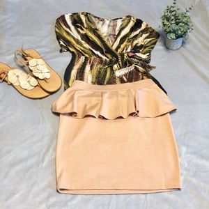 EUC Forever 21 Peplum Beige Mini Skirt